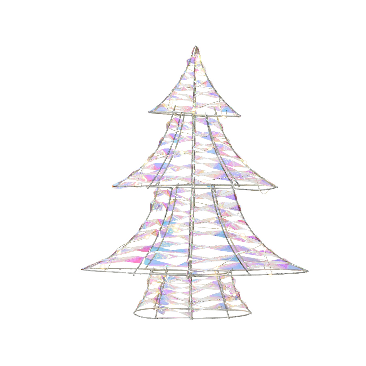 Verlichte batterij kerstboom 30 LED (H40 cm) Christmas Iridescent/warm wit