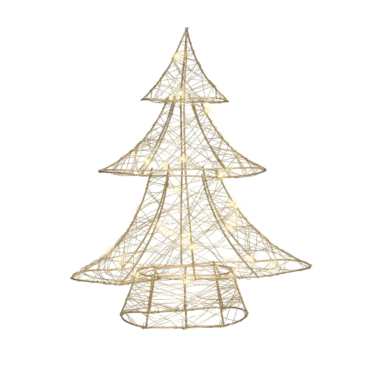 Verlichte kerstboom op batterijen 30 LED (H40 cm) Kerstmis Goud/warm wit