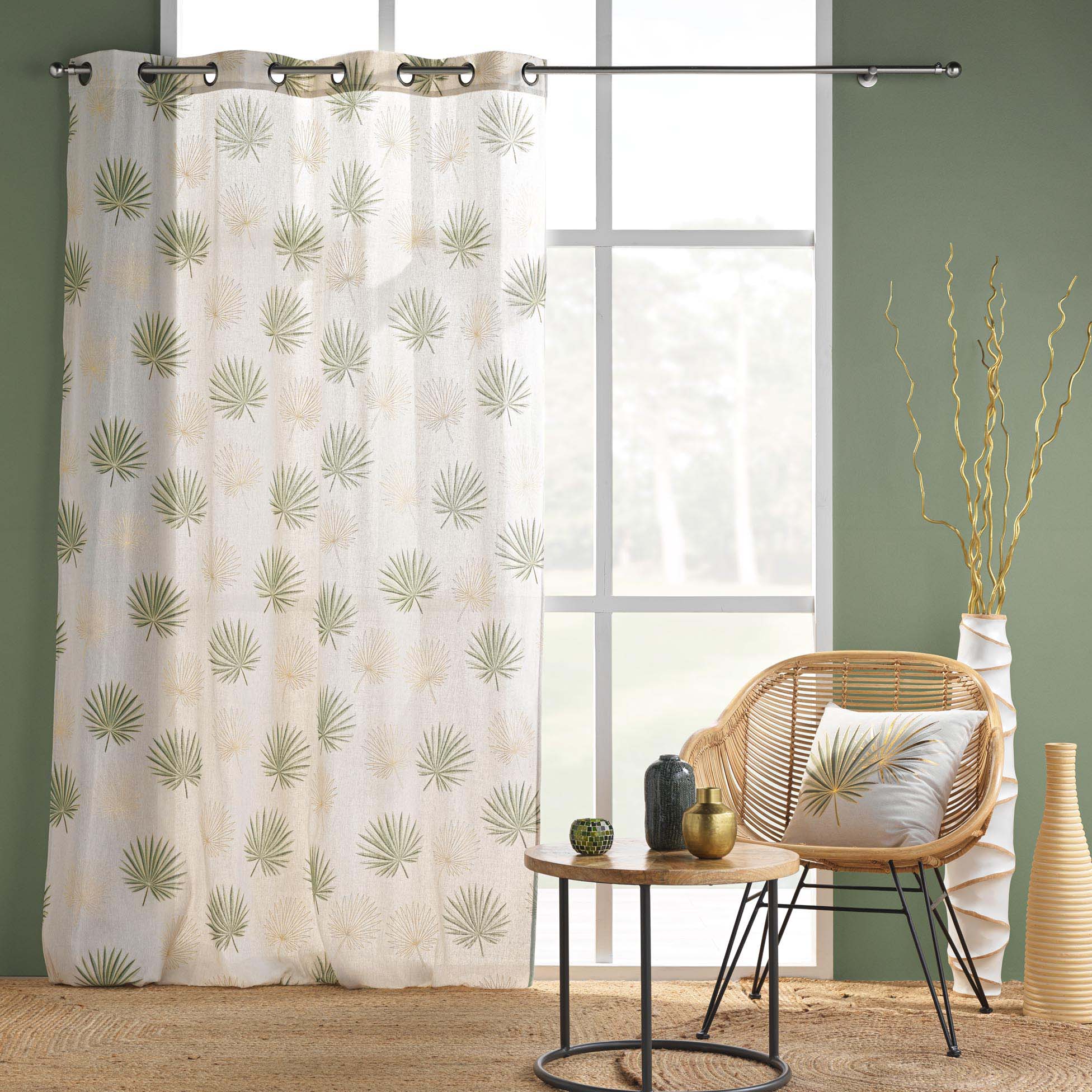 Polycotton gordijn (140 x 240 cm) Lotus Groen